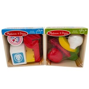 Melissa & Doug Wooden Food Play Set Kids OS Multicolor New Dairy Produce Bundle